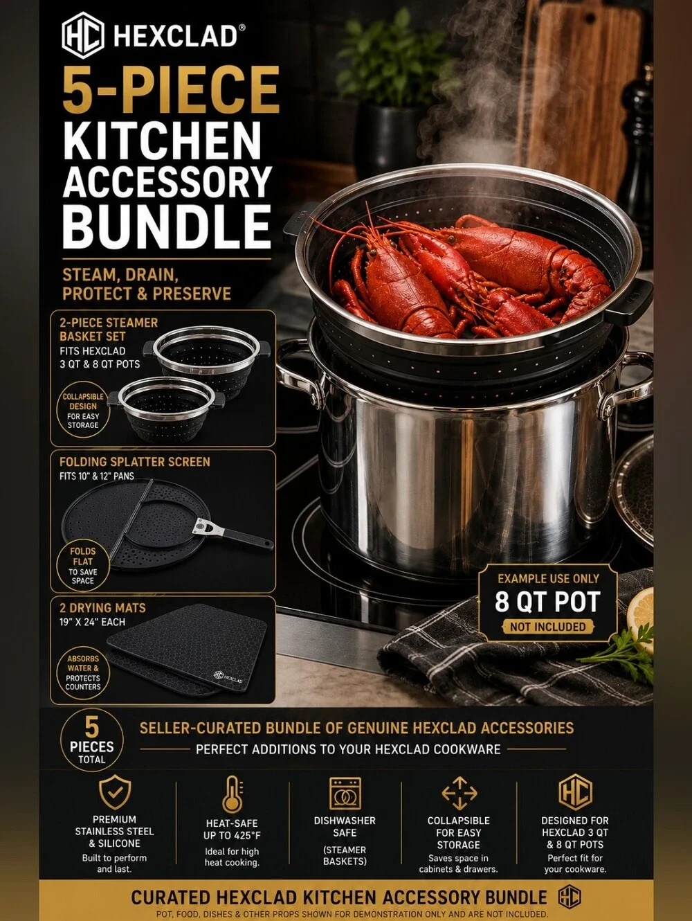 NEW HexClad 5-Piece Kitchen Accessory Bundle – Seller Curated